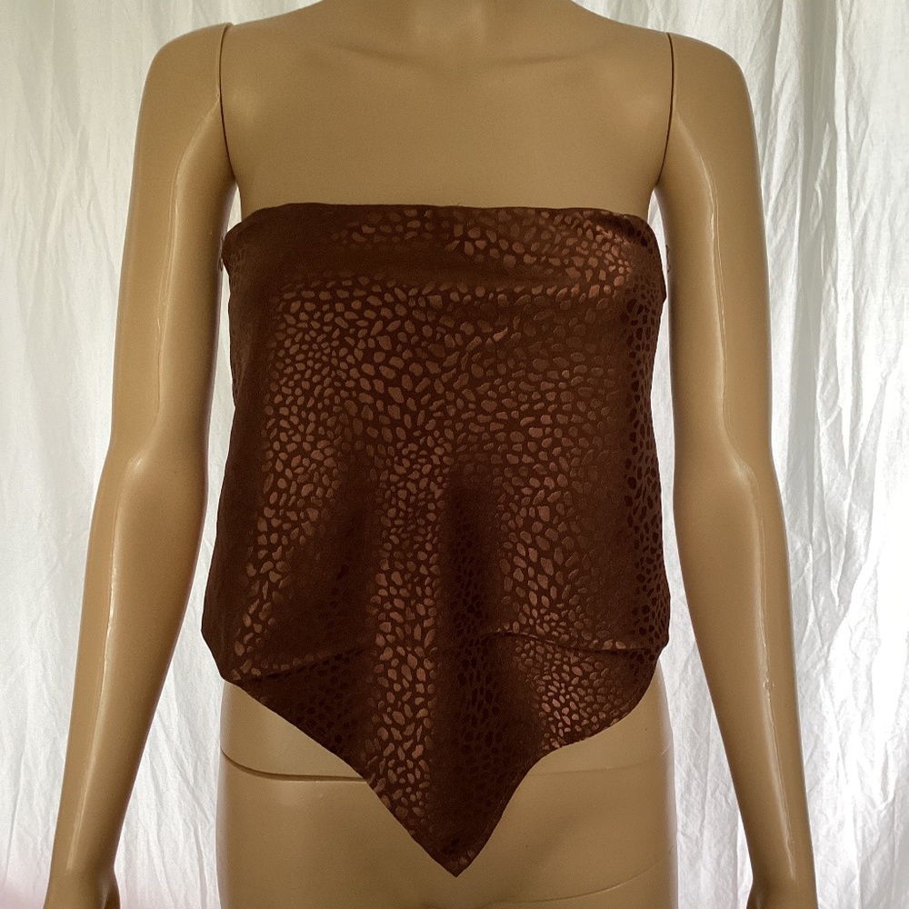 NEW ENDLESS BLU  stretch handkerchief top in copper animal print